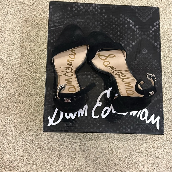 YARO BLOCK HEEL SANDAL Size 8 Sam Edelman Black Velvet - Picture 4 of 7